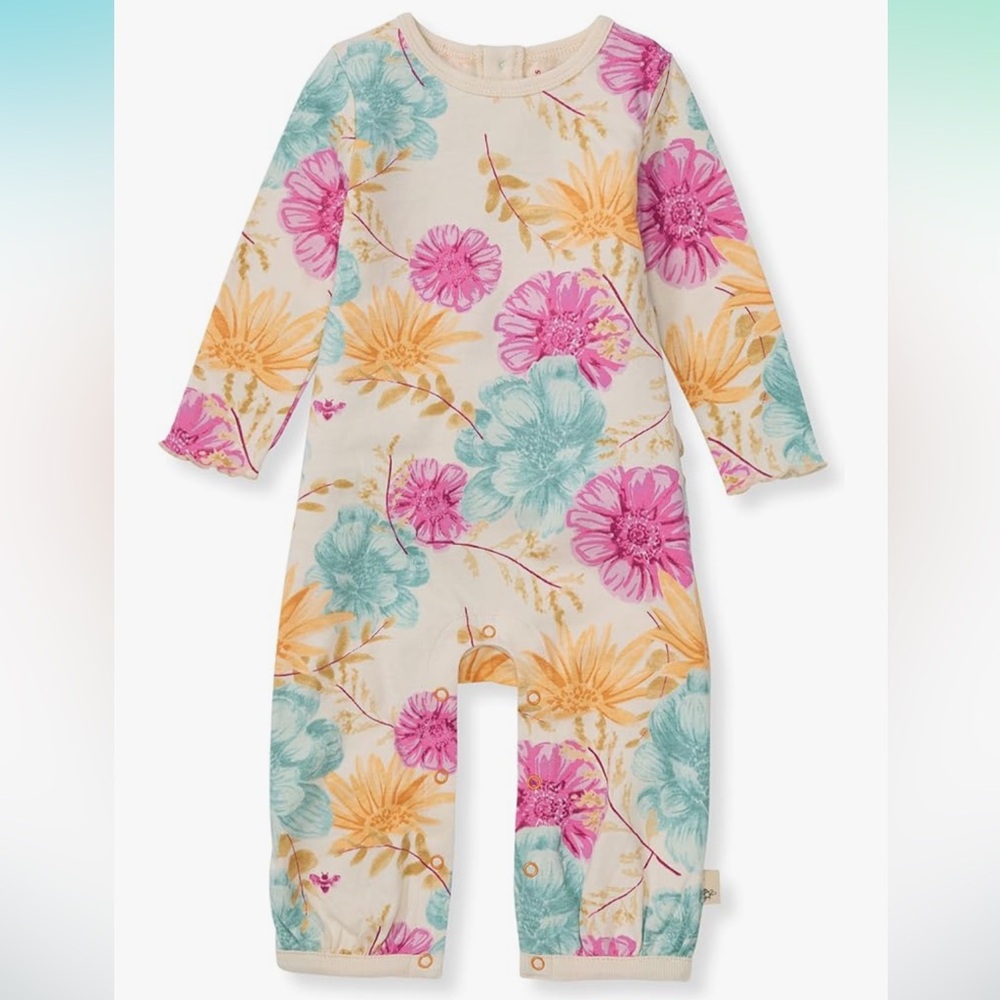 Burt's Bees Jumpsuit Organic Cotton One-piece Long Sleeve Ruffle Outfit Coverall